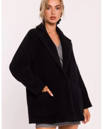 Palton scurt oversize cu capse,, Negru