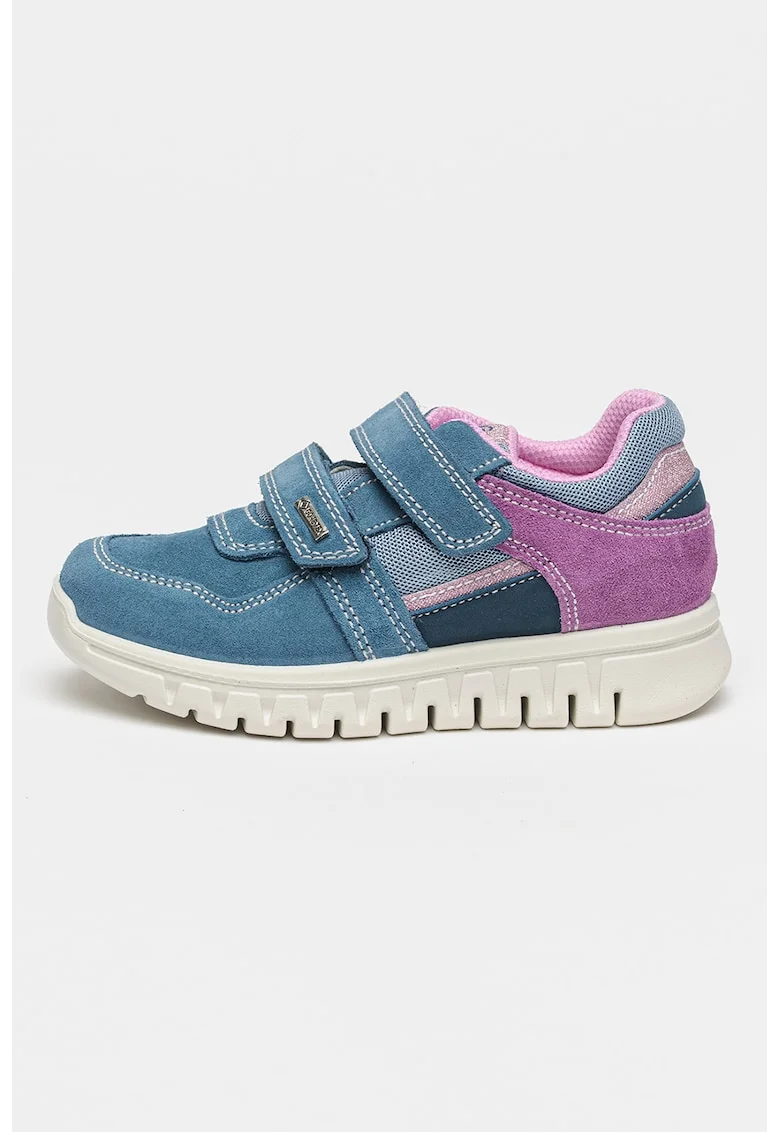 Pantofi sport de piele intoarsa cu barete velcro, Violet/Albastru prafuit
