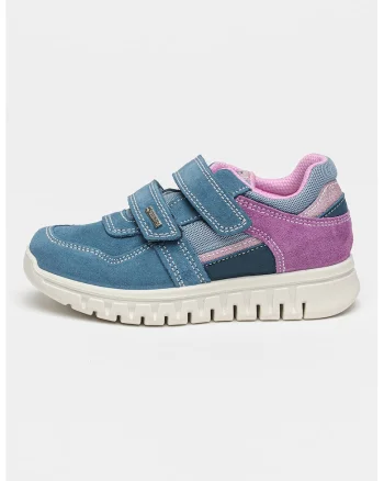 Pantofi sport de piele intoarsa cu barete velcro, Violet/Albastru prafuit