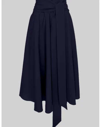 Fusta midi din bumbac organic, Bleumarin