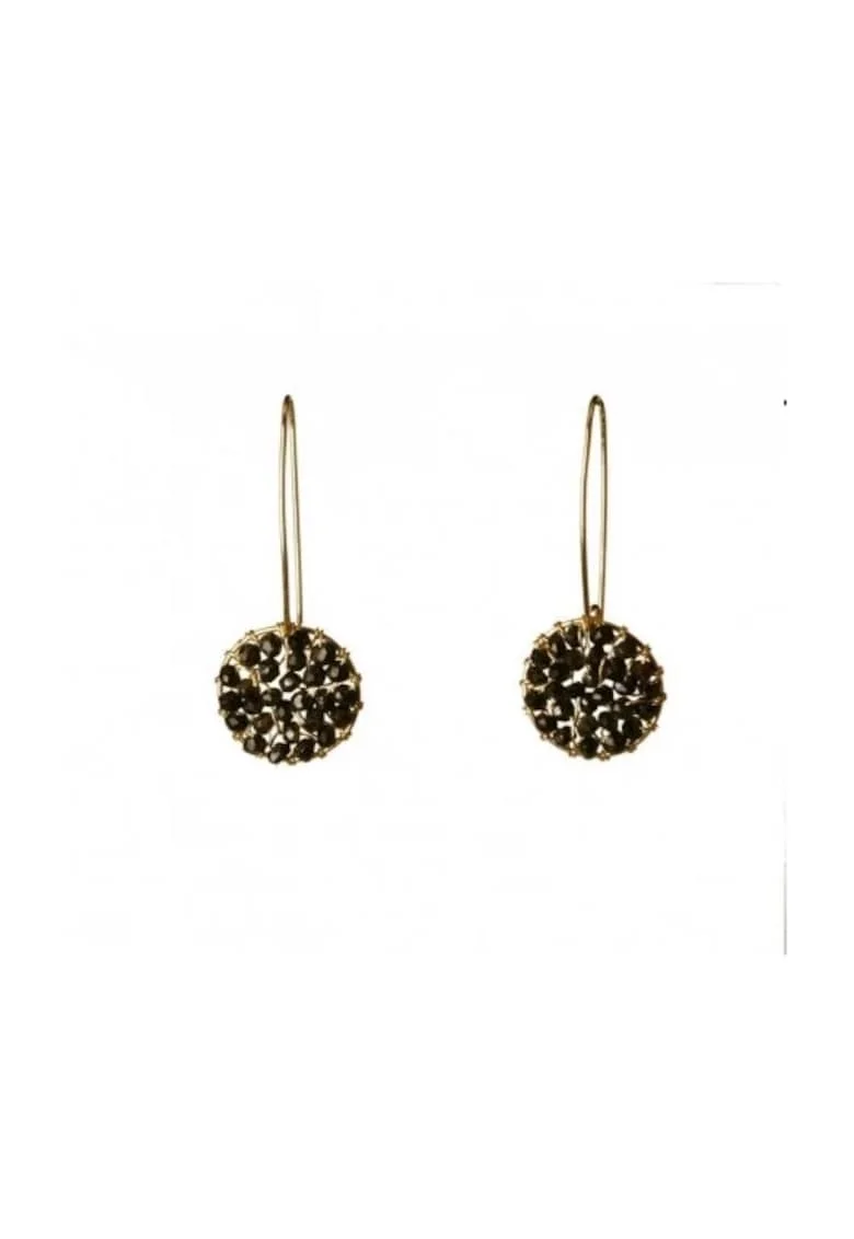 Cercei  Pendulum, medii, cu turmaline negre si fir de aur filat de 14k/20