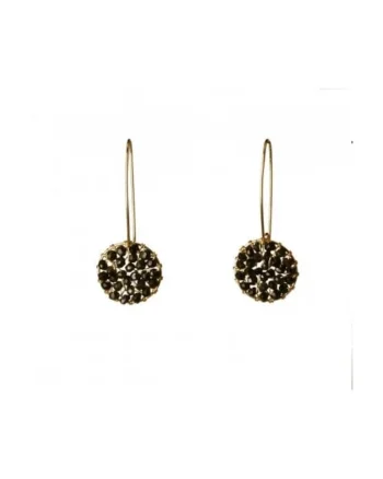 Cercei  Pendulum, medii, cu turmaline negre si fir de aur filat de 14k/20