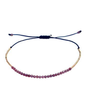 Bratara din aur filat de 14K/20 cu snur de ajustare, Auriu/Roz/Bleumarin