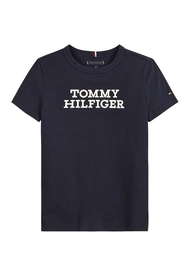 Tricou de bumbac organic cu imprimeu logo, Bleumarin