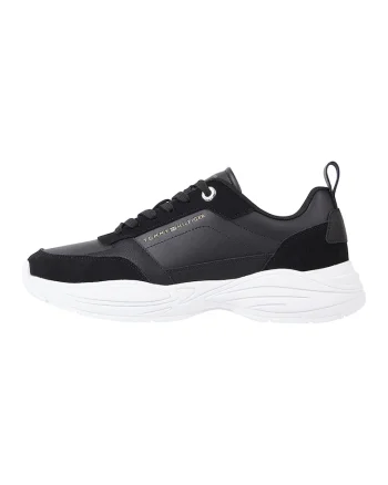 Pantofi sport cu insertii de piele intoarsa si piele, Alb/Negru