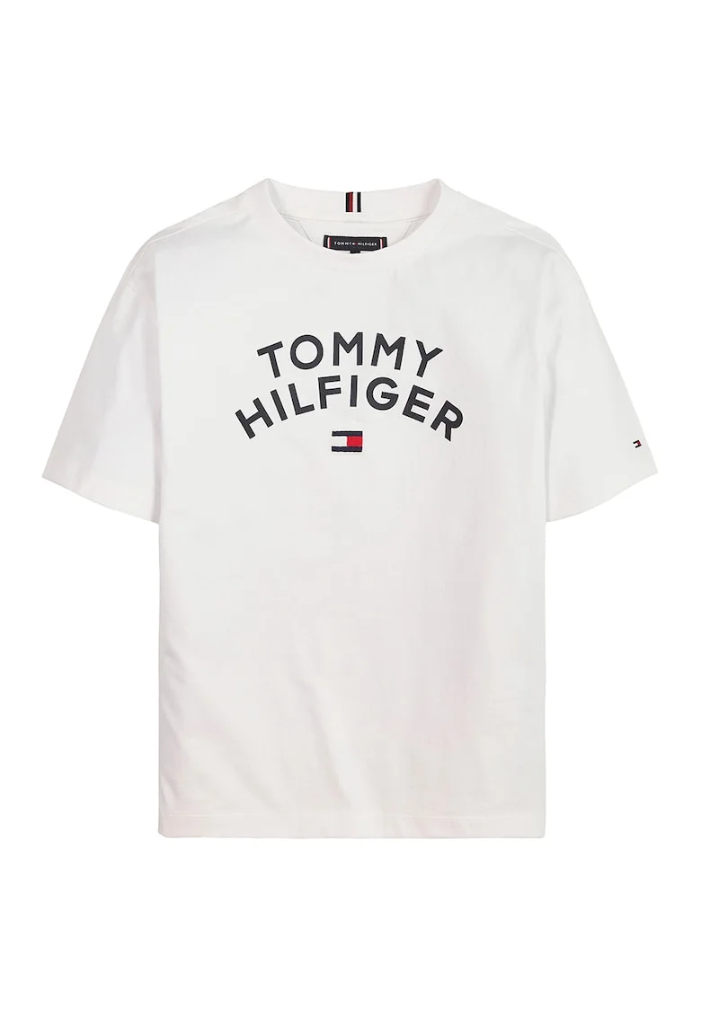 - Tricou de bumbac organic cu imprimeu logo, Alb