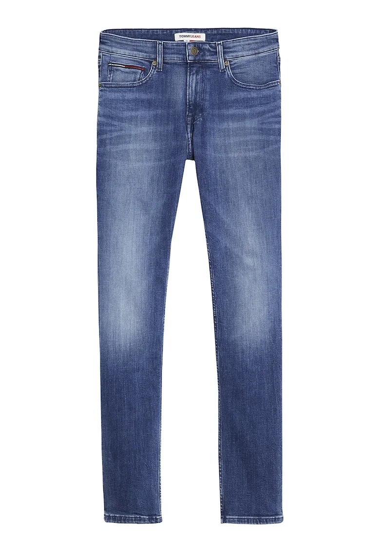 Blugi slim fit cu aspect decolorat, Albastru inchis