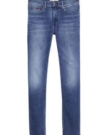 Blugi slim fit cu aspect decolorat, Albastru inchis