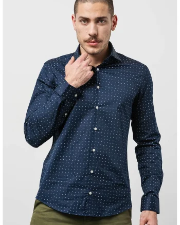 Camasa cu imprimeu grafic, Bleumarin