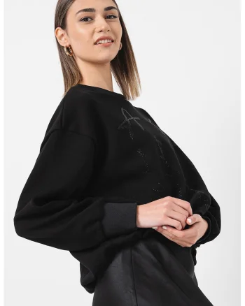 Bluza de trening cu strasuri, Negru