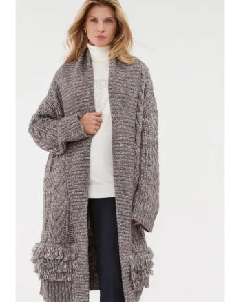 Cardigan lung de dama  Liliane W3BR43, Gri