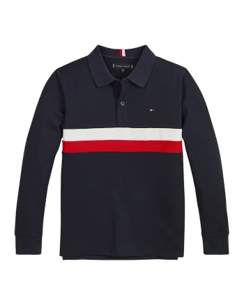 - Bluza polo din amestec de bumbac organic, Bleumarin