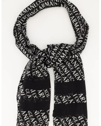 Esarfa din modal cu model logo, Negru