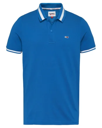 Tricou Polo, slim fit din amestec de bumbac organic, Albastru