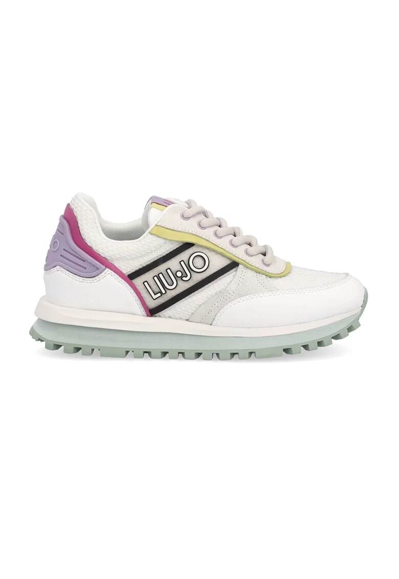 Pantofi sport cu garnituri de piele Wonder Up, Alb/Galben sofran/Violet prafuit