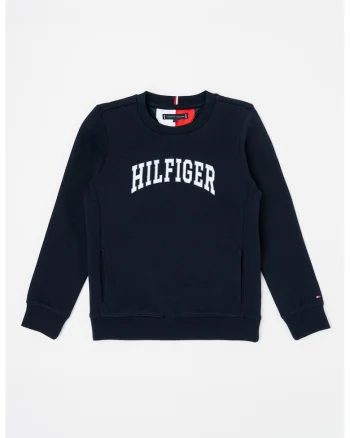 Bluza sport cu imprimeu logo si buzunare oblice, Bleumarin