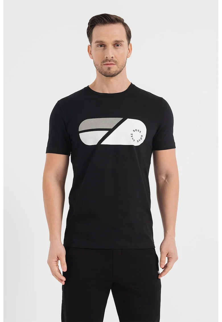 Tricou cu imprimeu grafic, Alb/Negru