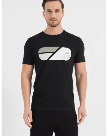 Tricou cu imprimeu grafic, Alb/Negru
