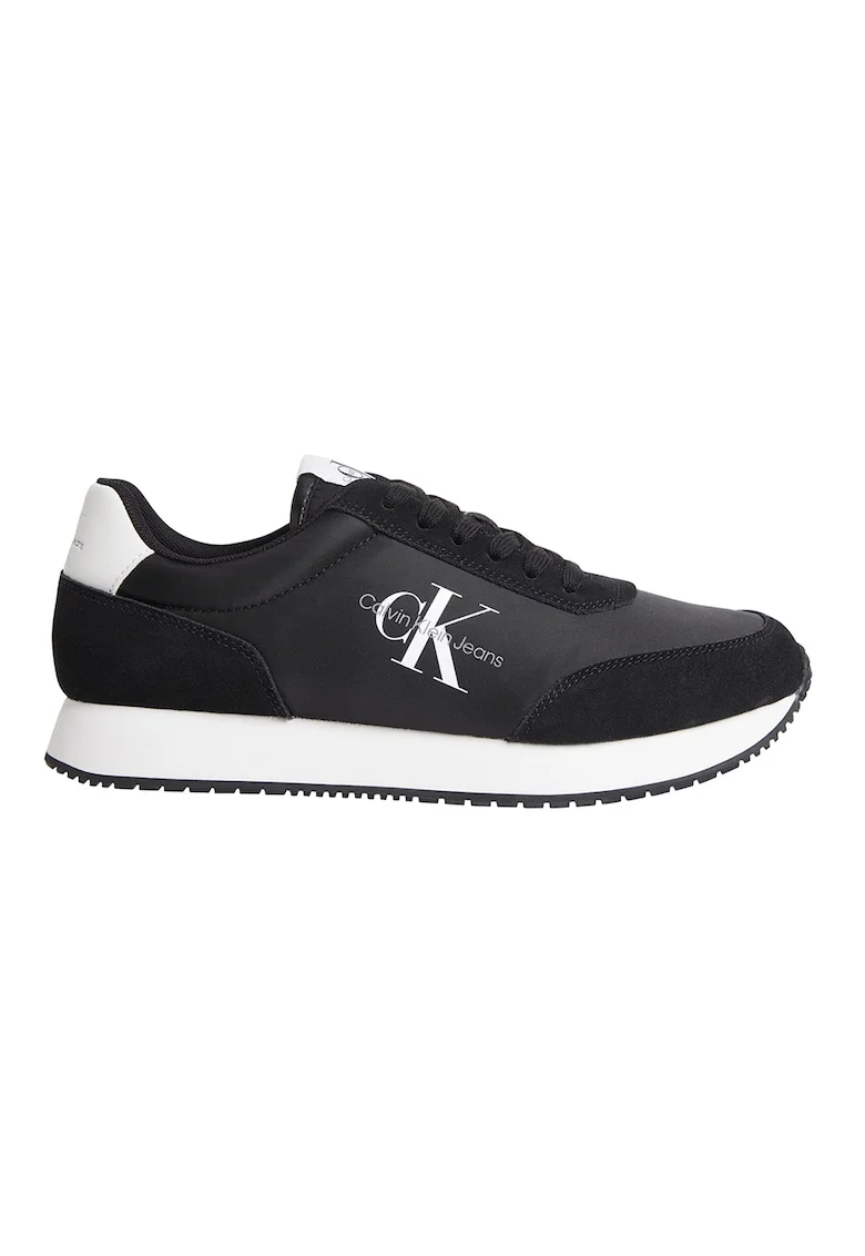 Pantofi sport low-cut cu detalii logo, Alb/Negru