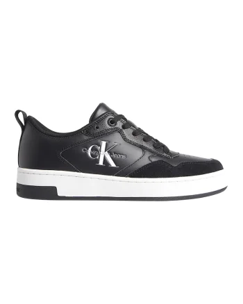 Pantofi sport de piele cu insertii de piele intoarsa, Negru