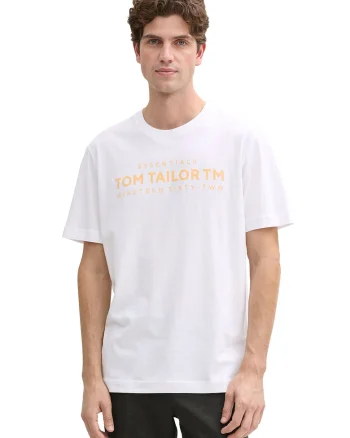Tricou de bumabc cu imprimeu logo, Alb/Portocaliu