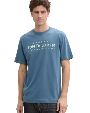 Tricou de bumabc cu imprimeu logo, Albastru prafuit