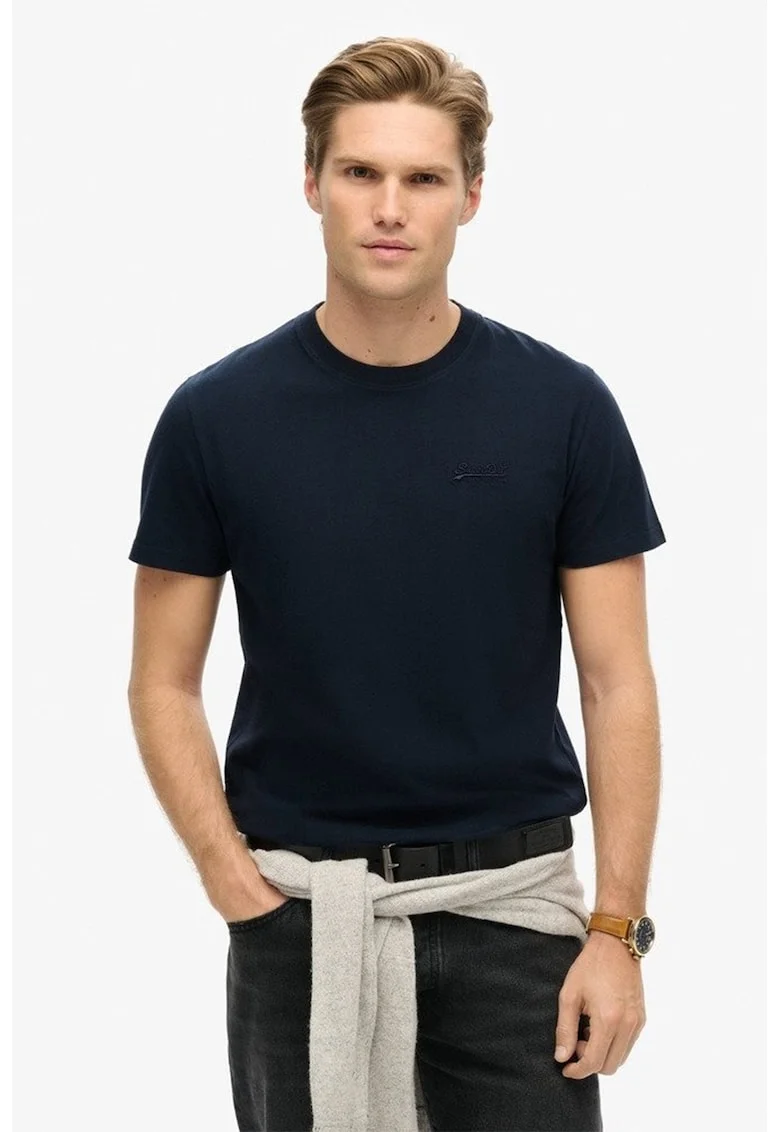 Tricou slim fit de bumbac Essential, Albastru ultramarin