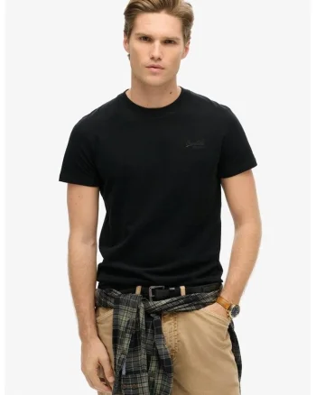 Tricou slim fit de bumbac Essential, Negru