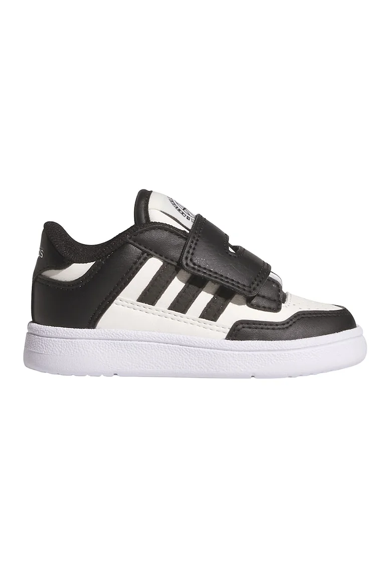 Pantofi sport din piele ecologica cu inchidere velcro Rapid Court, Alb/Negru