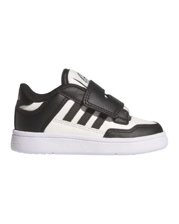 Pantofi sport din piele ecologica cu inchidere velcro Rapid Court, Alb/Negru