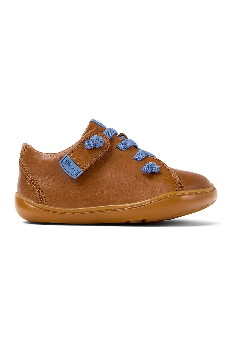 Pantofi sport Peu Cami de piele cu velcro, Caramel/Albastru