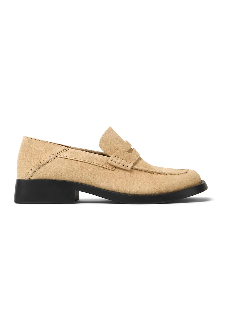 Pantofi loafer de piele intoarsa, Bej
