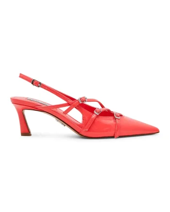 Pantofi cu barete multiple si varf ascutit, Coral