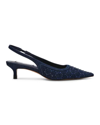 Pantofi slingback cu toc kitten, Bleumarin