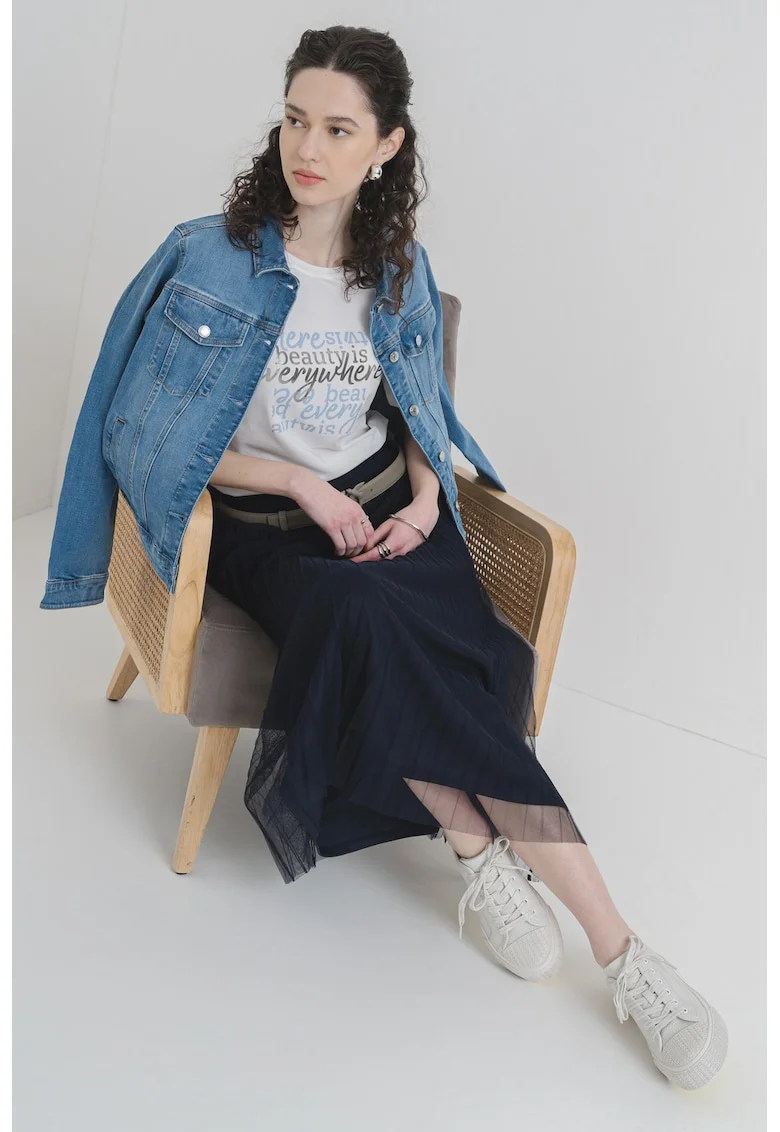 Tricou cu text, Alb optic