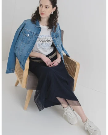 Tricou cu text, Alb optic