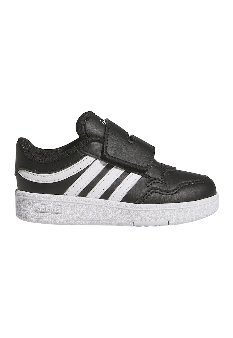Pantofi sport de piele ecologica cu velcro Hoops 4.0, Negru/Alb optic