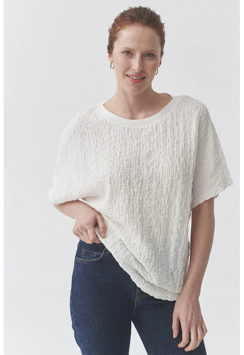 Bluza lejera texturata, Alb