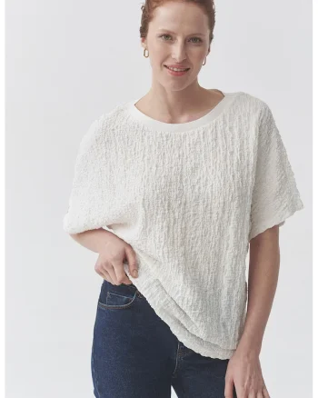 Bluza lejera texturata, Alb
