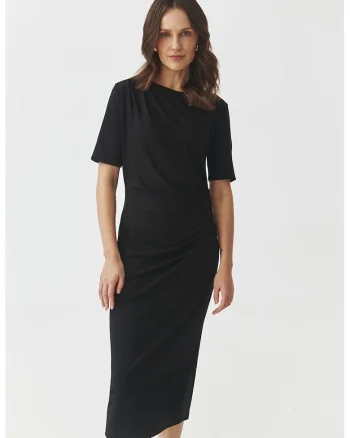 Rochie midi cu model drapat Primrose, Negru