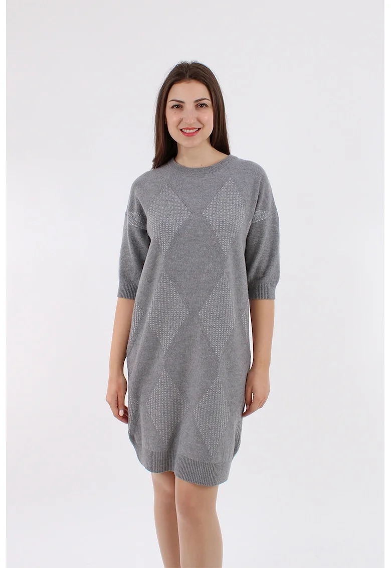 Rochie-pulover din lana si casmir, Gri