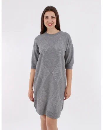 Rochie-pulover din lana si casmir, Gri