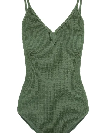Costum de baie intreg cu aspect stralucitor, Verde inchis