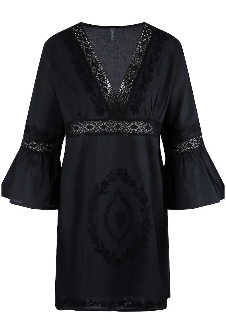 Rochie de plaja cu decolteu in V, Negru