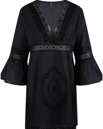 Rochie de plaja cu decolteu in V, Negru