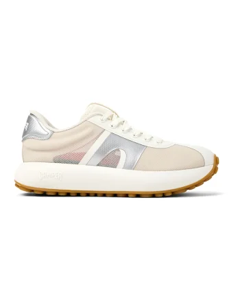 Pantofi sport de plasa cu insertii de material sintetic, Gri deschis