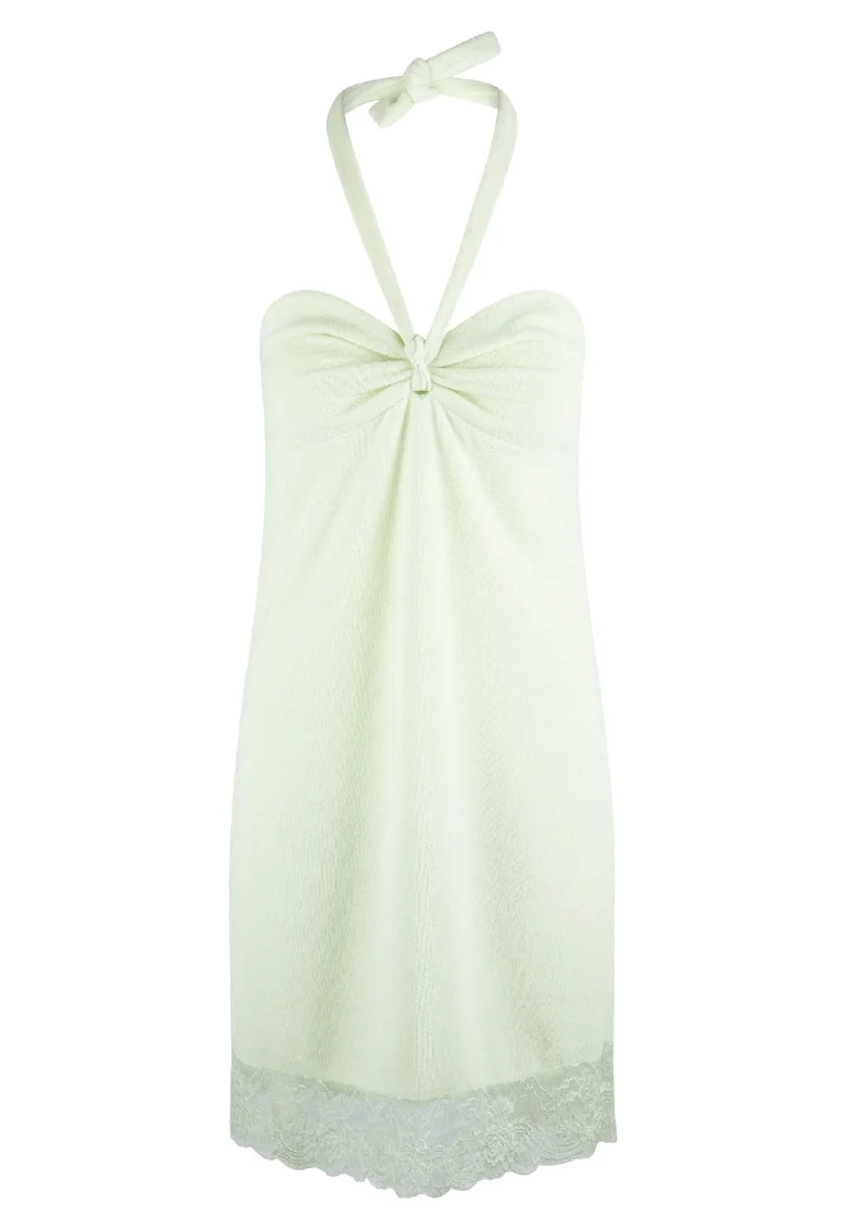 Rochie de plaja cu garnituri de dantela, Verde pal