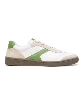 Pantofi sport de piele si piele intoarsa, Alb/Verde fistic