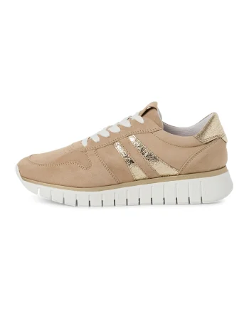 Pantofi sport low-cut cu garnituri de piele, Maro deschis