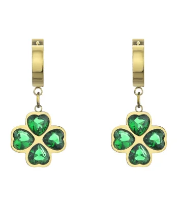 Cercei placati cu aur de 18K Madilynn, Verde/Auriu